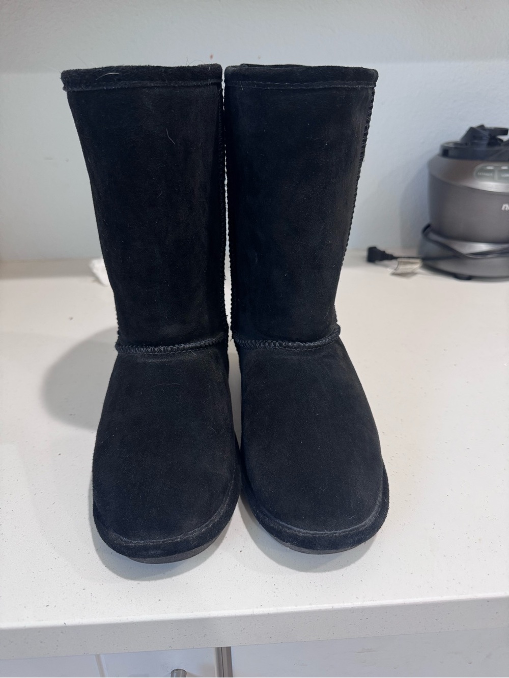 BearPaw Black Suede Mid-Calf Winter Boots